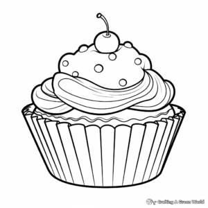 Detailed Designer Cupcake Coloring Pages for Adults 4