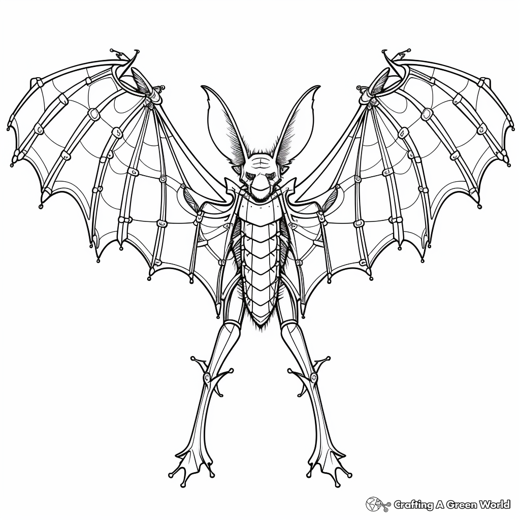 Detailed Diagrams Bat Wings Coloring Pages 1