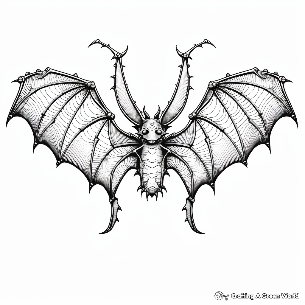 Detailed Diagrams Bat Wings Coloring Pages 2