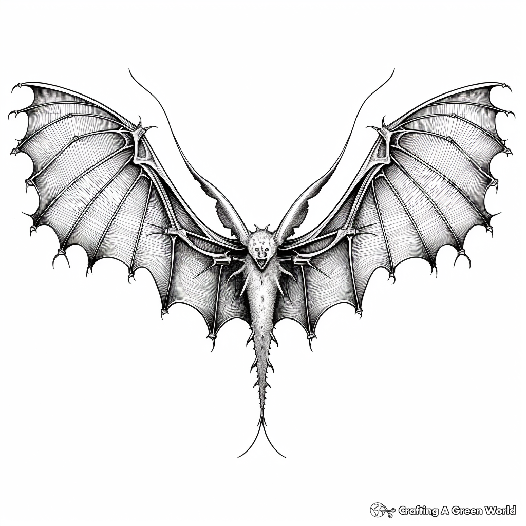Detailed Diagrams Bat Wings Coloring Pages 3