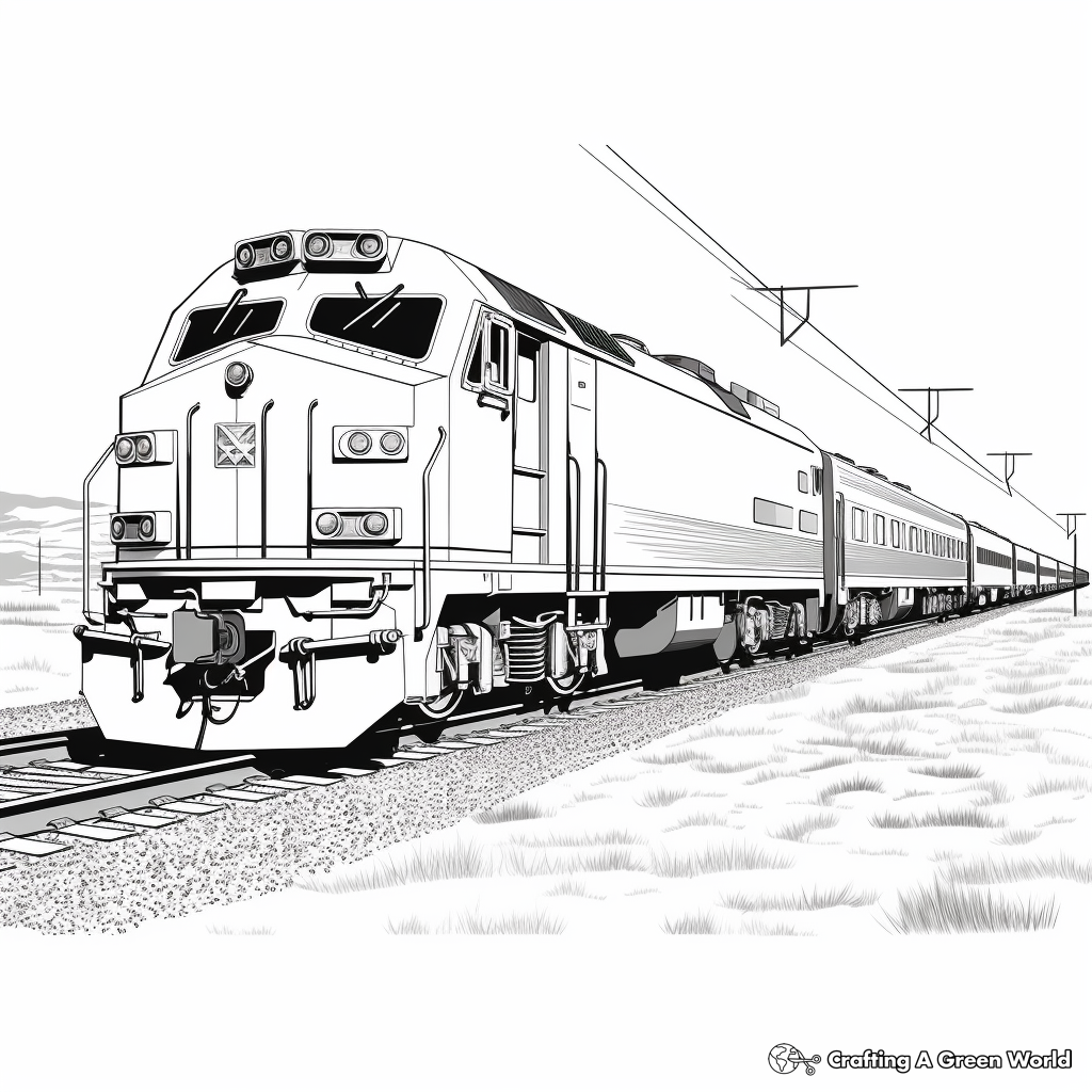 Detailed Diesel Locomotive Train Coloring Pages 1