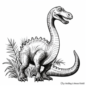 Detailed Diplodocus Dinosaur Coloring Pages for Adults 3