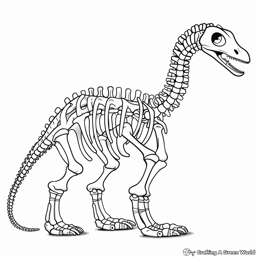 Detailed Diplodocus Skeleton Coloring Pages 2
