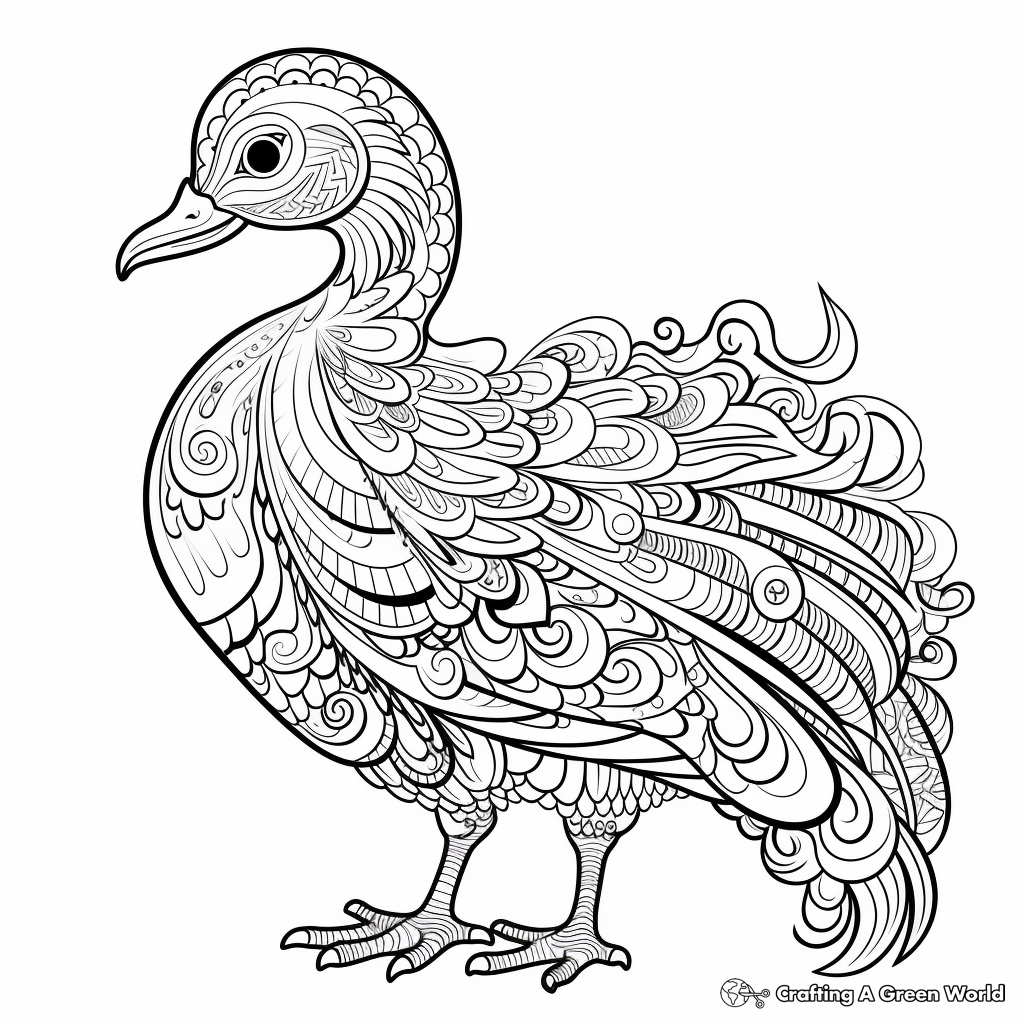 Detailed Dodo Bird Coloring Pages for Adults 3