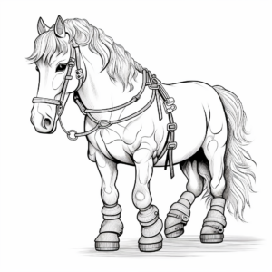 Detailed Draft Horse Coloring Pages for Adults 1