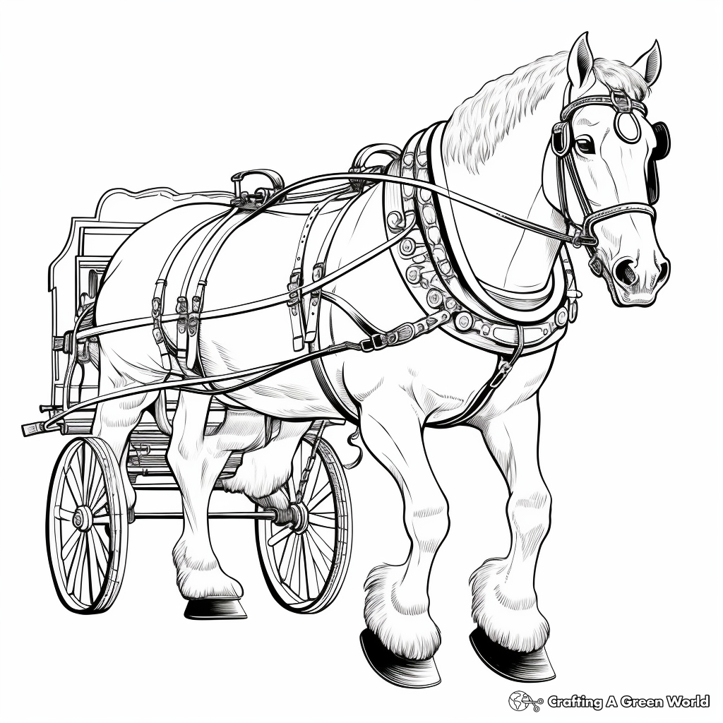 Detailed Draft Horse Coloring Pages for Adults 4