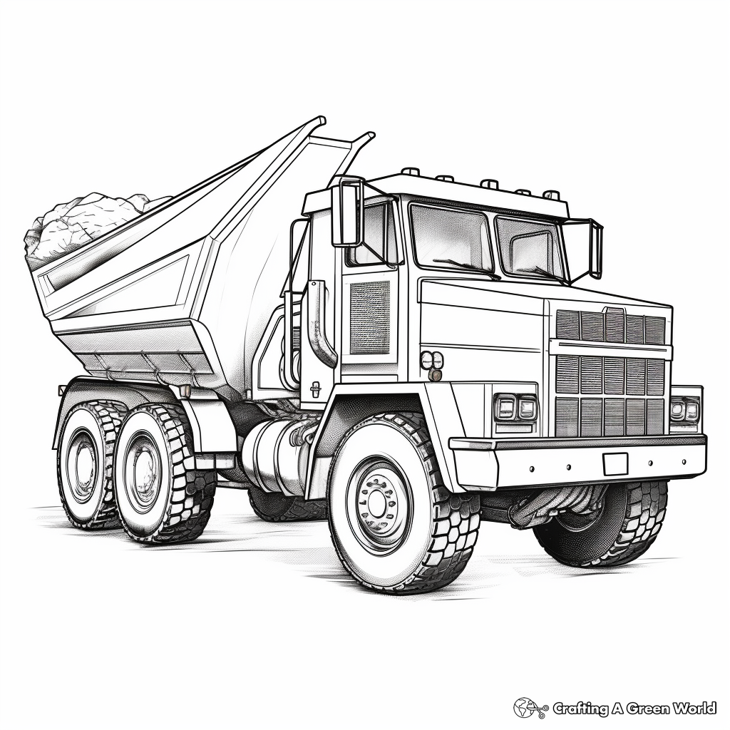 Detailed Dump Truck Coloring Pages 3