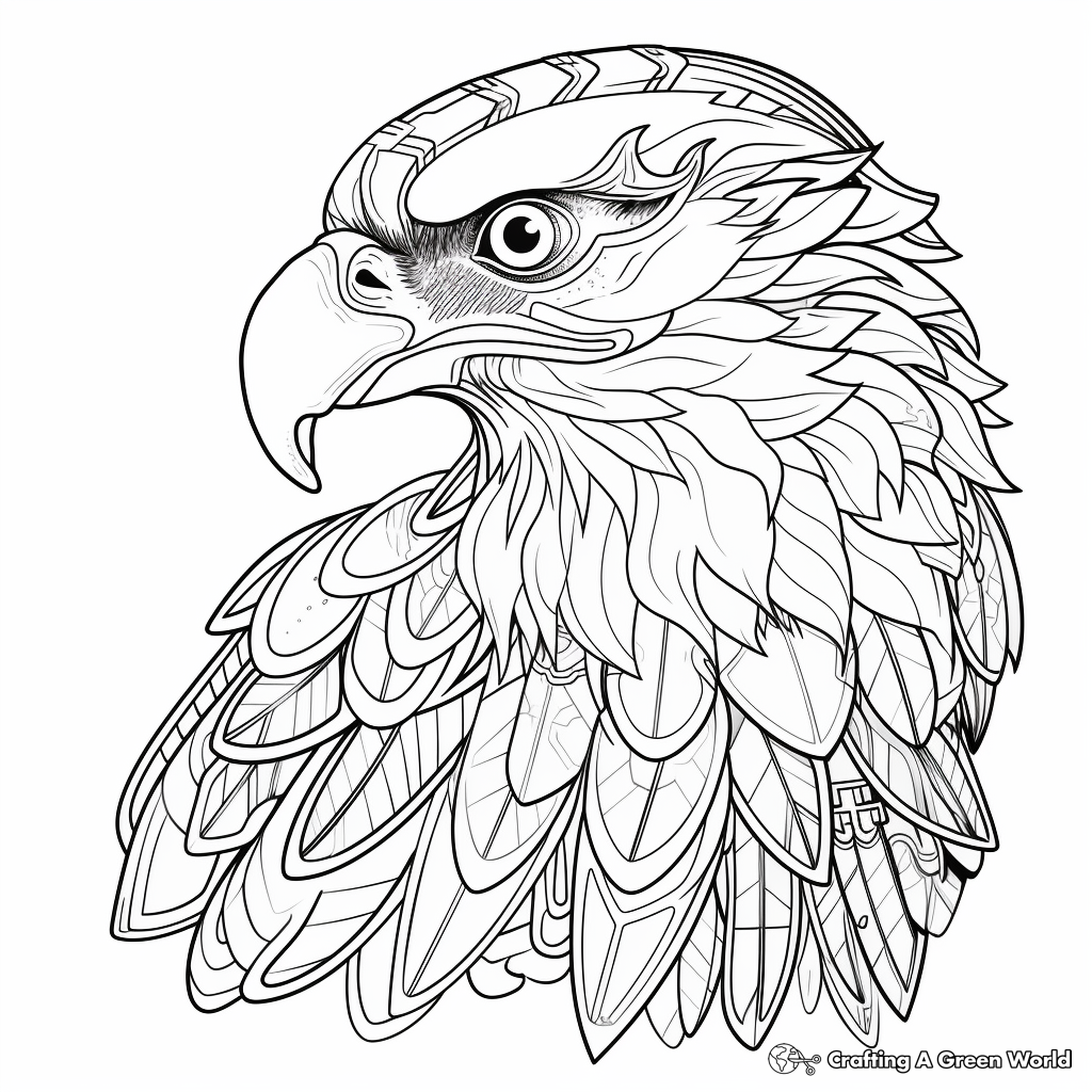 Detailed Eagle Head Coloring Pages for Adults 1