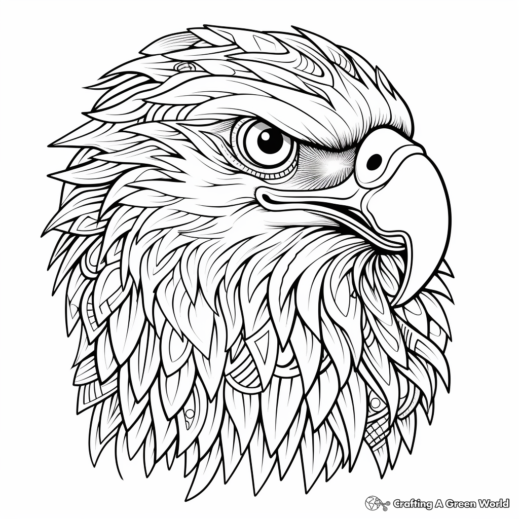 Detailed Eagle Head Coloring Pages for Adults 2