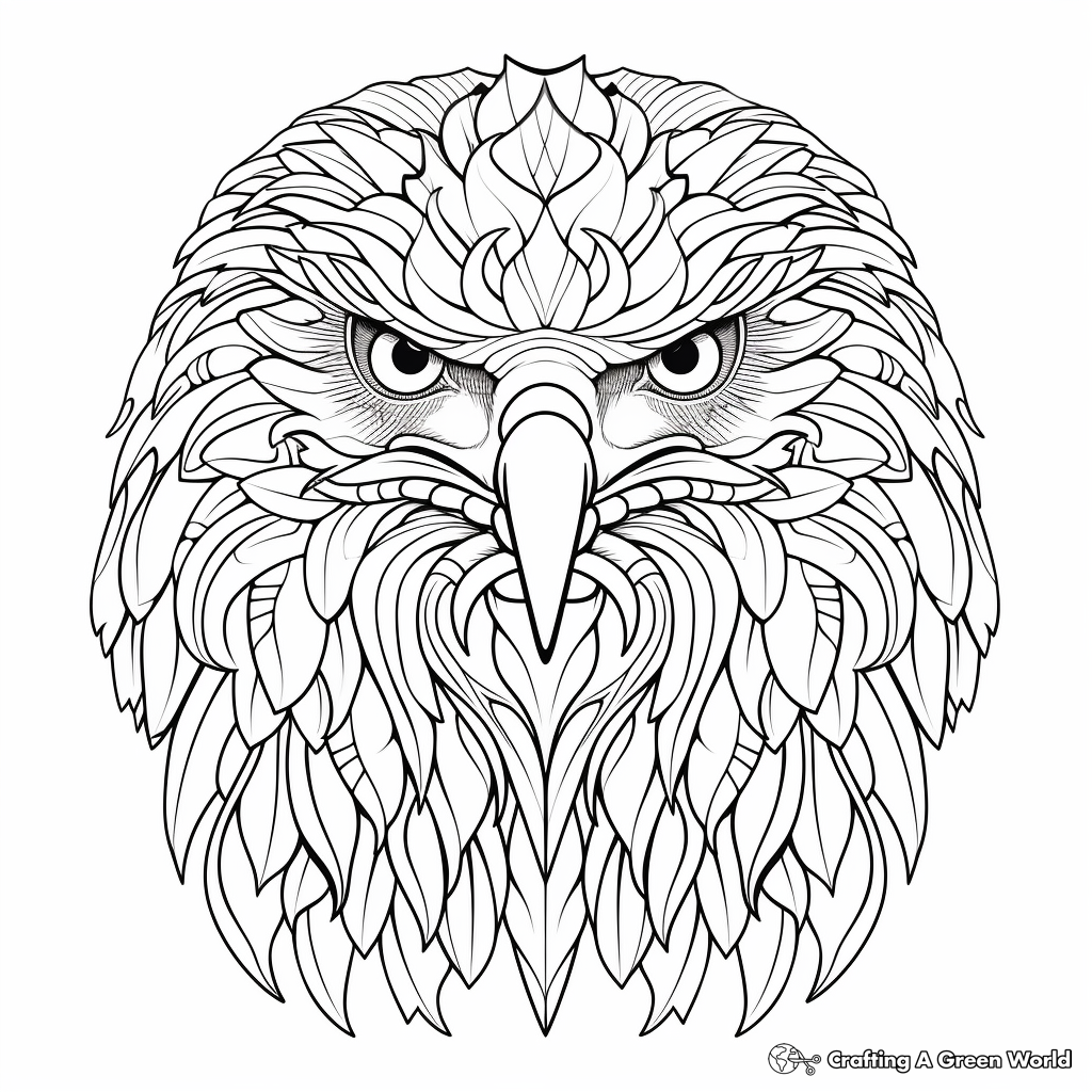 Detailed Eagle Head Coloring Pages for Adults 3