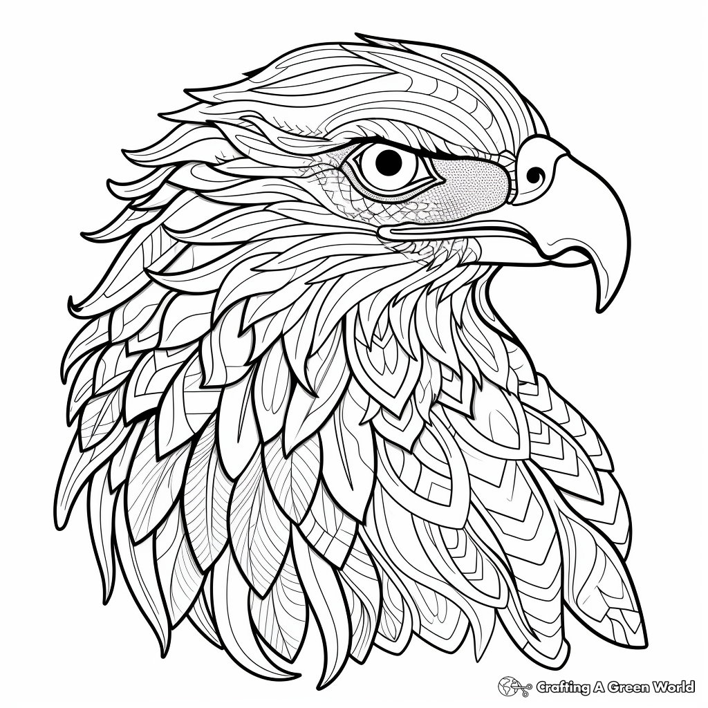 Detailed Eagle Head Coloring Pages for Adults 4