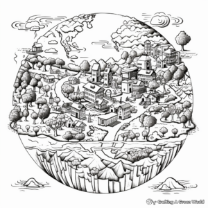 Detailed Earth Geography Coloring Pages for Adults 2