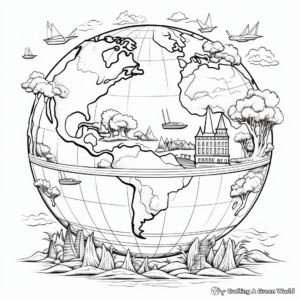 Detailed Earth Geography Coloring Pages for Adults 4