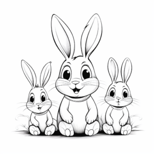 Detailed Easter Bunny Family Coloring Pages 1
