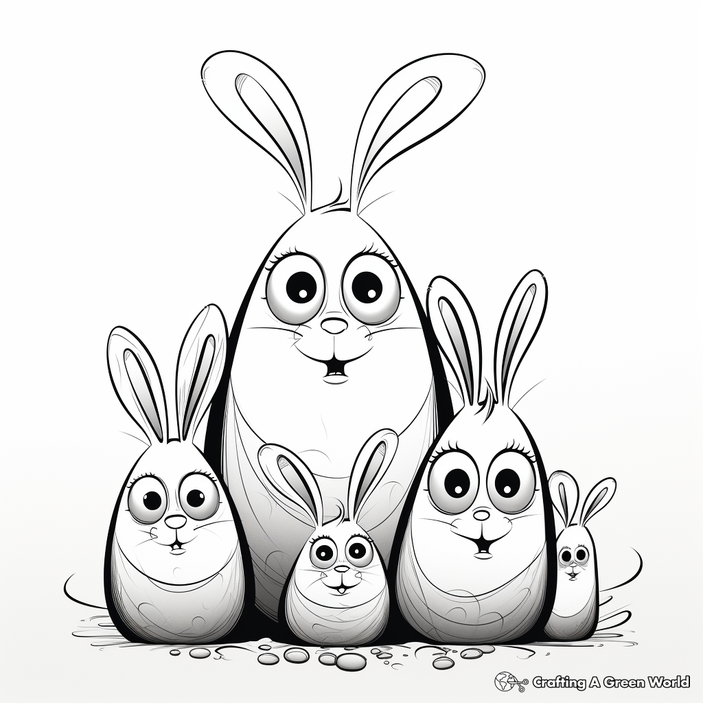 Detailed Easter Bunny Family Coloring Pages 3