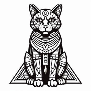 Detailed Egyptian Cat: Bastet Coloring Pages 1