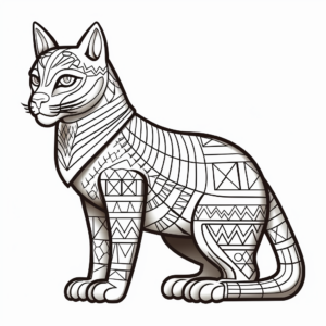 Detailed Egyptian Cat: Bastet Coloring Pages 2