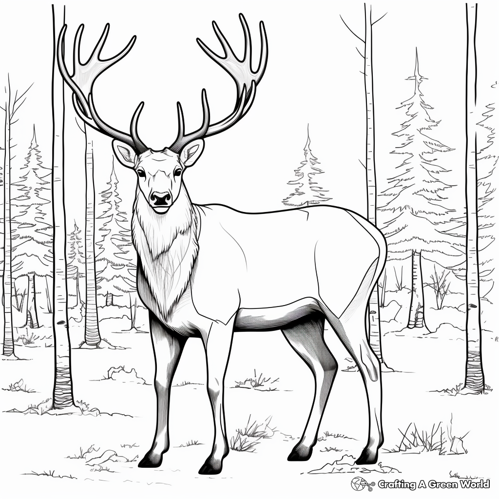 Detailed Elk Bull Coloring Pages For Adults 1