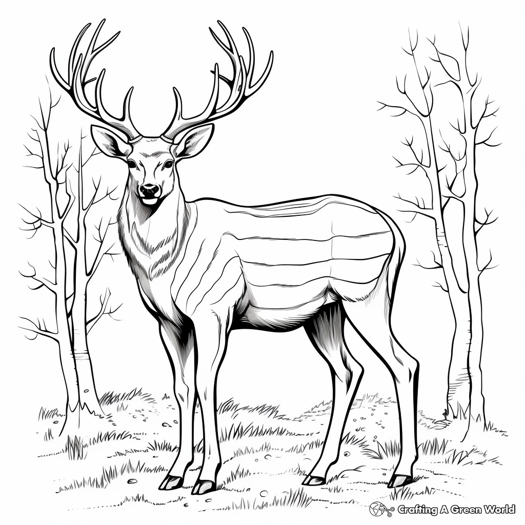 Detailed Elk Bull Coloring Pages For Adults 2
