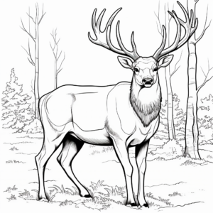 Detailed Elk Bull Coloring Pages For Adults 3