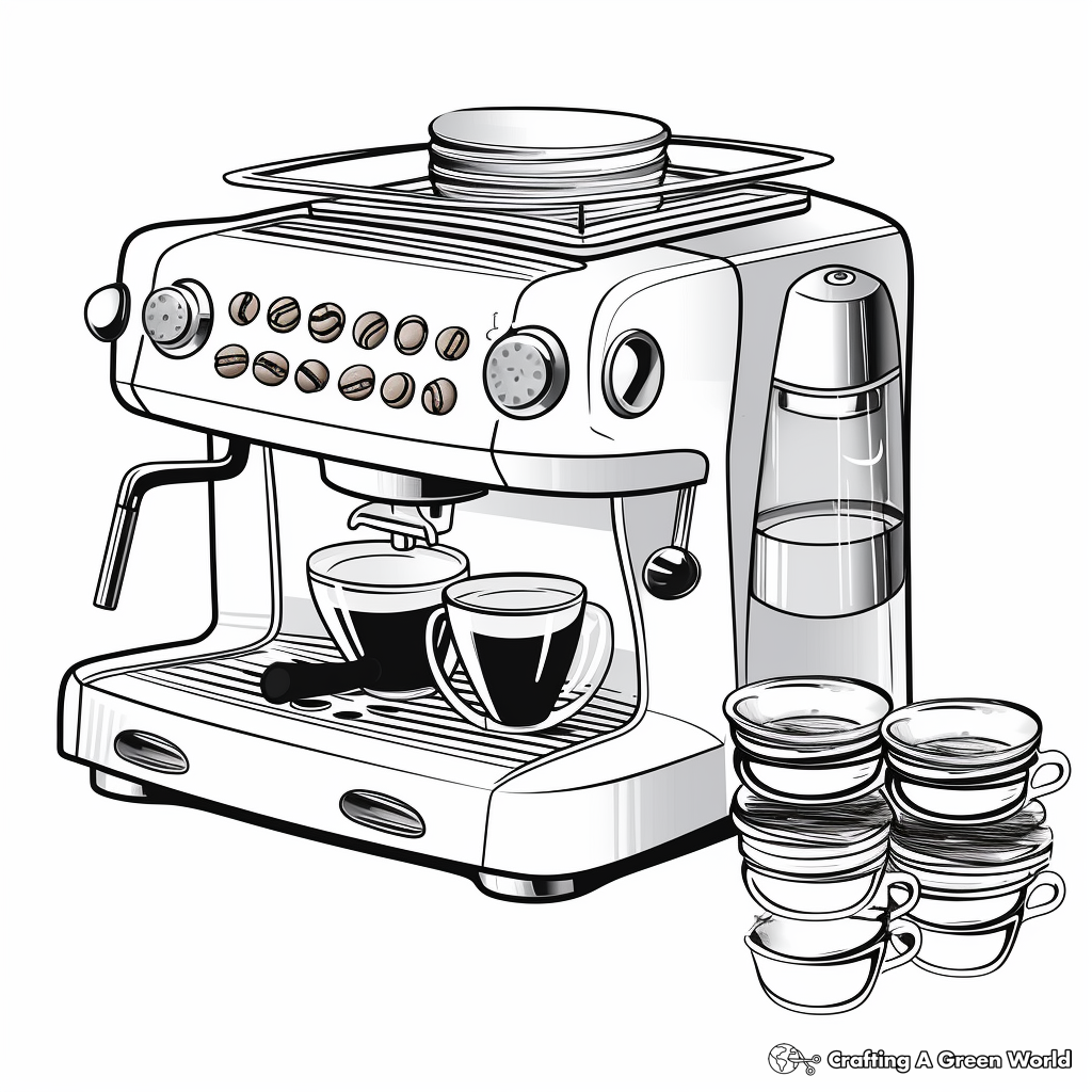 Detailed Espresso Machine Coloring Pages 4