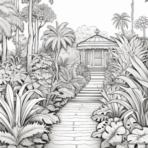 Detailed Exotic Garden Coloring Sheets for Adults 4