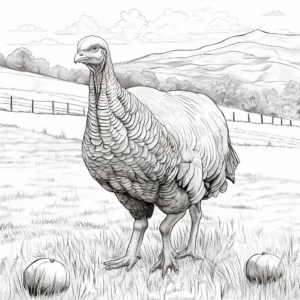 Detailed Farm Turkey Coloring Pages 2
