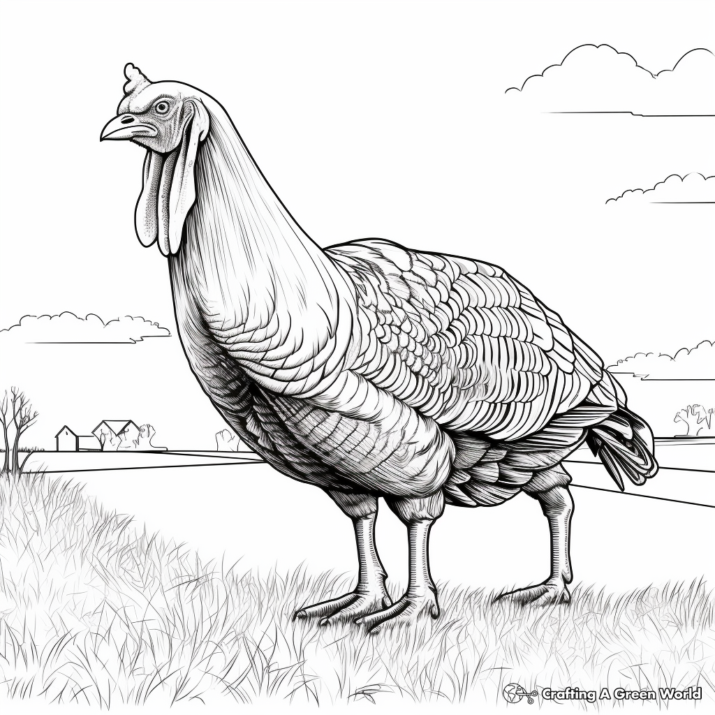 Detailed Farm Turkey Coloring Pages 3
