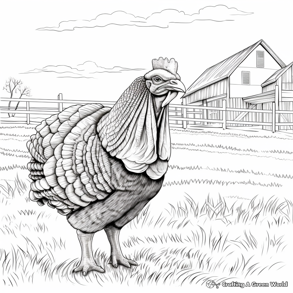 Detailed Farm Turkey Coloring Pages 4