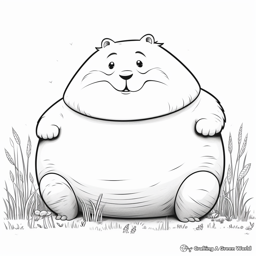 Detailed Fat Cat in the Grass Coloring Pages for Adults 4