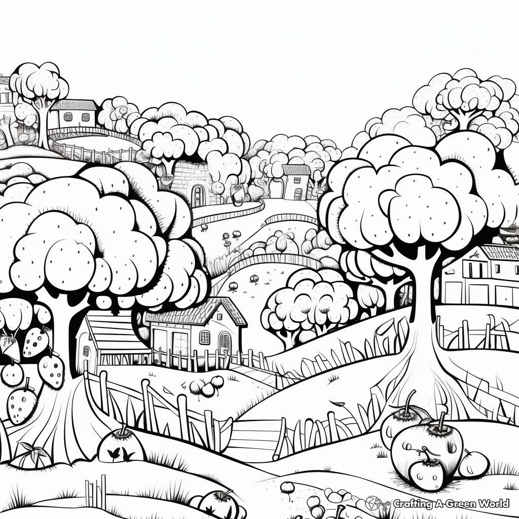 Detailed Fig Orchard Coloring Pages for Adults 1