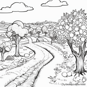 Detailed Fig Orchard Coloring Pages for Adults 2