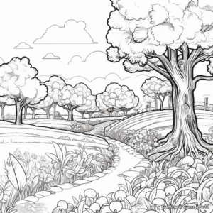 Detailed Fig Orchard Coloring Pages for Adults 4