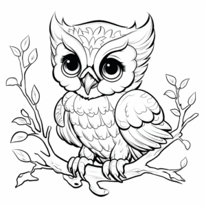 Detailed Fledgling Owl Coloring Sheets for Adults 1
