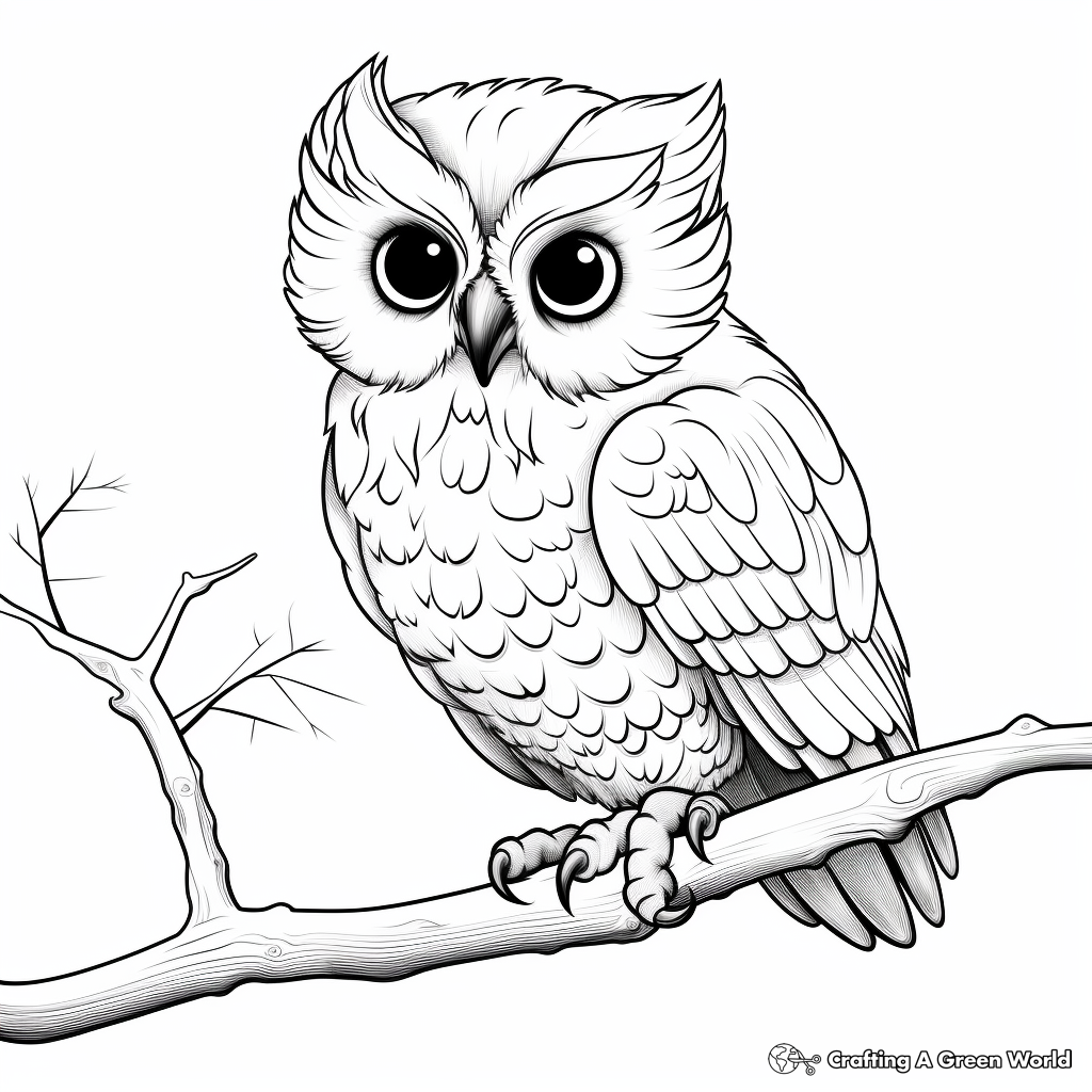 Detailed Fledgling Owl Coloring Sheets for Adults 3