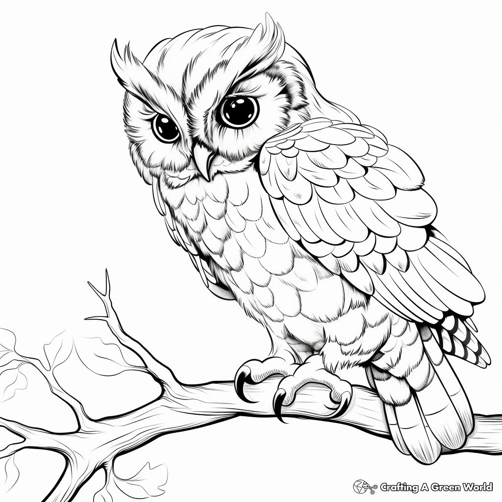 Detailed Fledgling Owl Coloring Sheets for Adults 4