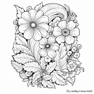 Detailed Floral Alphabet Coloring Pages for Adults 1