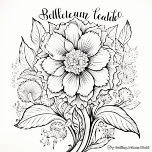Detailed Flower and Quote Coloring Pages for Adults 3