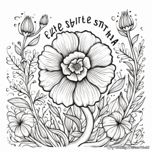 Detailed Flower and Quote Coloring Pages for Adults 4