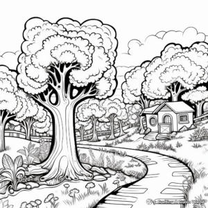 Detailed Forest Scene for Arbor Day Coloring Pages 2