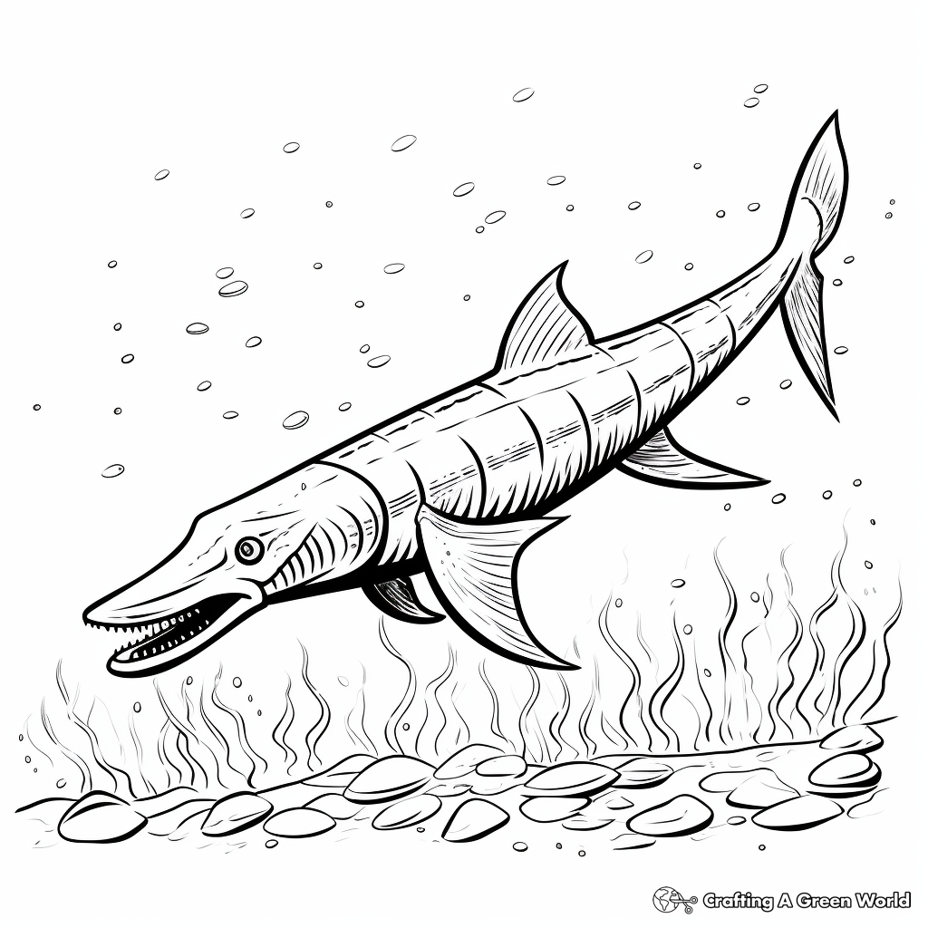 Detailed Fossil Elasmosaurus Coloring Pages 1