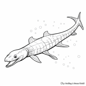 Detailed Fossil Elasmosaurus Coloring Pages 2