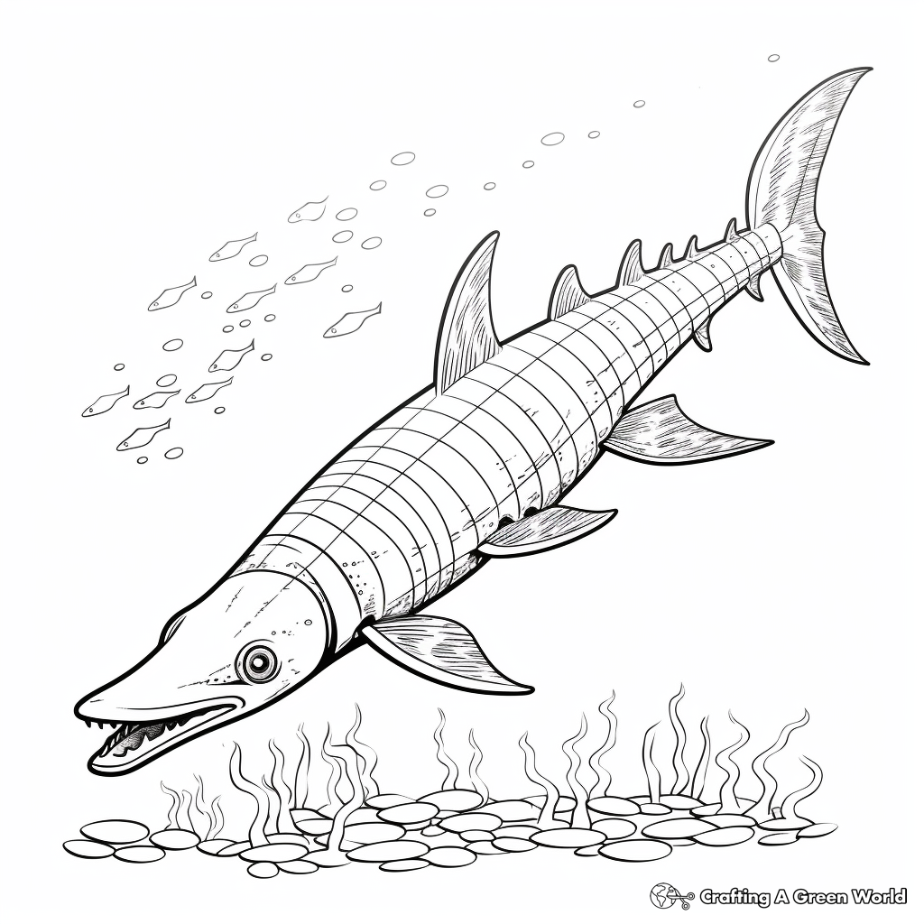 Detailed Fossil Elasmosaurus Coloring Pages 4
