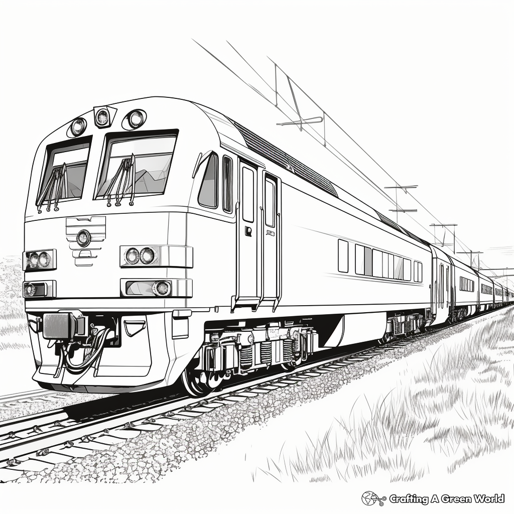 Detailed Freight Train Coloring Pages for Adults 3