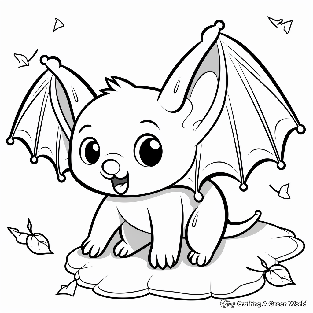 Detailed Fruit Bat Coloring Pages for Adults 3