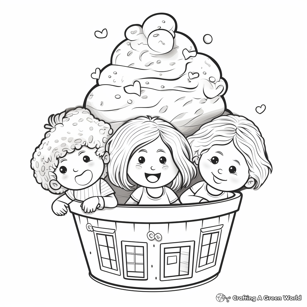Detailed Gelato Ice Cream Coloring Pages for Adults 1