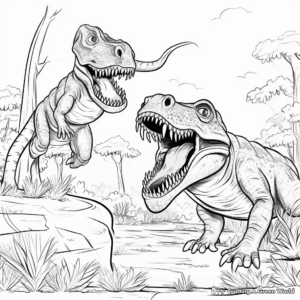 Detailed Giganotosaurus and T Rex for Adults Coloring Pages 2