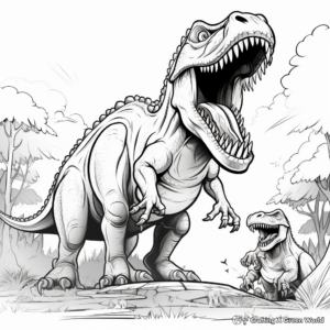 Detailed Giganotosaurus and T Rex for Adults Coloring Pages 4