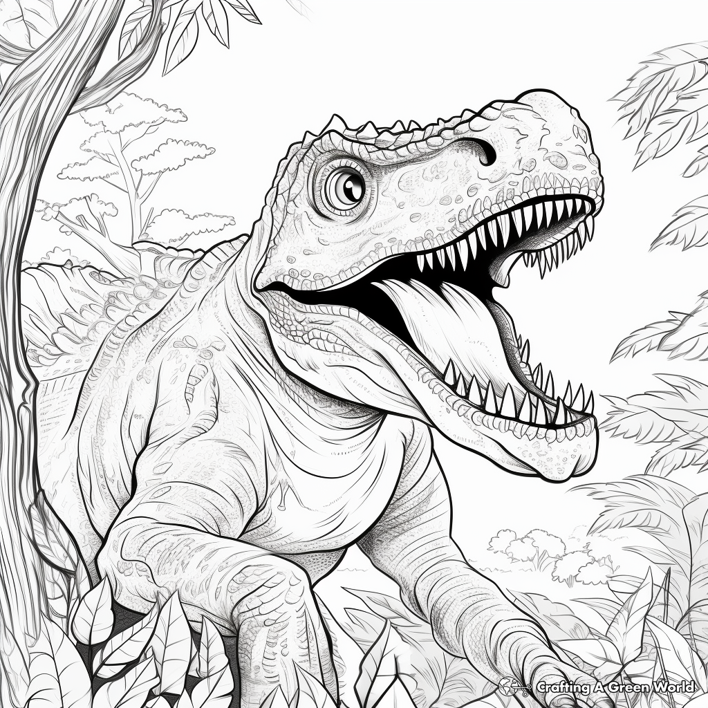 Detailed Giganotosaurus Coloring Pages for Adults 2