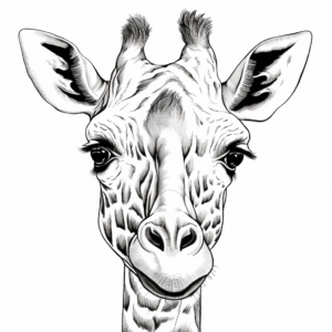 Detailed Giraffe Head Coloring Pages for Adults 2